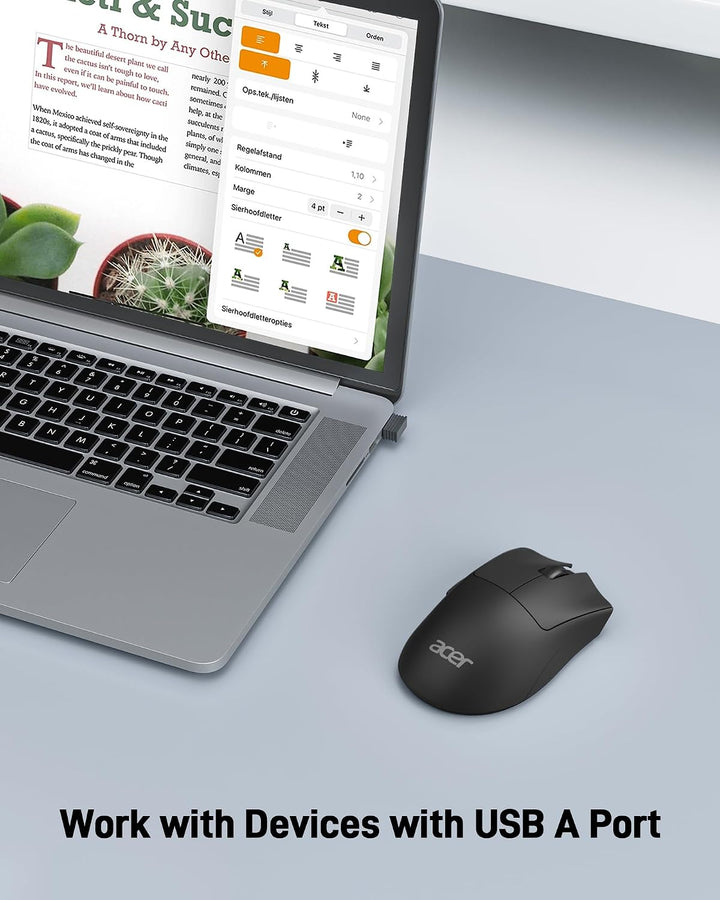 Acer Mouse Inalámbrico, Mouse de Computadora de 1200 DPI para Lapto...