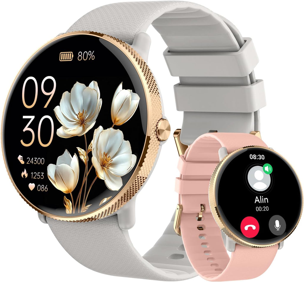 Reloj inteligente para mujer con rastreador de ejercicio: resistente al agua con Bluetooth para respuesta de llamadas, relojes inteligentes para Android/iPhone, digital, reloj inteligente