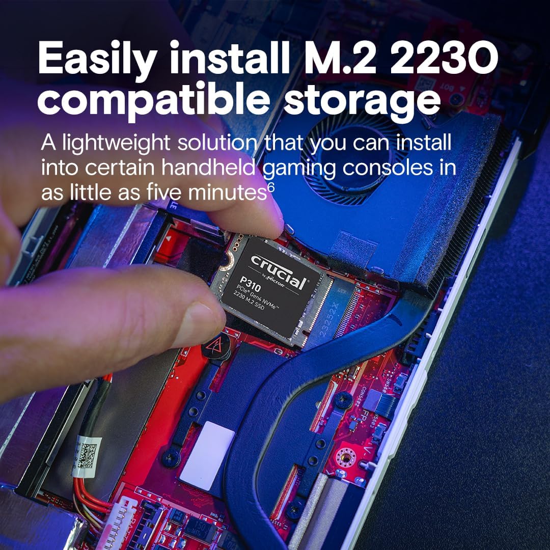 Crucial P310 2TB M.2 2230 SSD, PCIe Gen4 NVMe, hasta 7,100MB\/s, id...