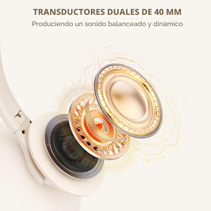 KVIDIO Auriculares Bluetooth sobre la oreja, auriculares inalámbric...