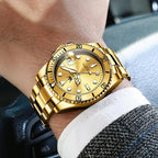 OLEVS Relojes de Lujo para Hombres, Gran Acero Inoxidable, Cuarzo Analógico, Resistente al Agua