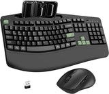 Combo de teclado y mouse inalámbricos, teclas onduladas de tamaño c...