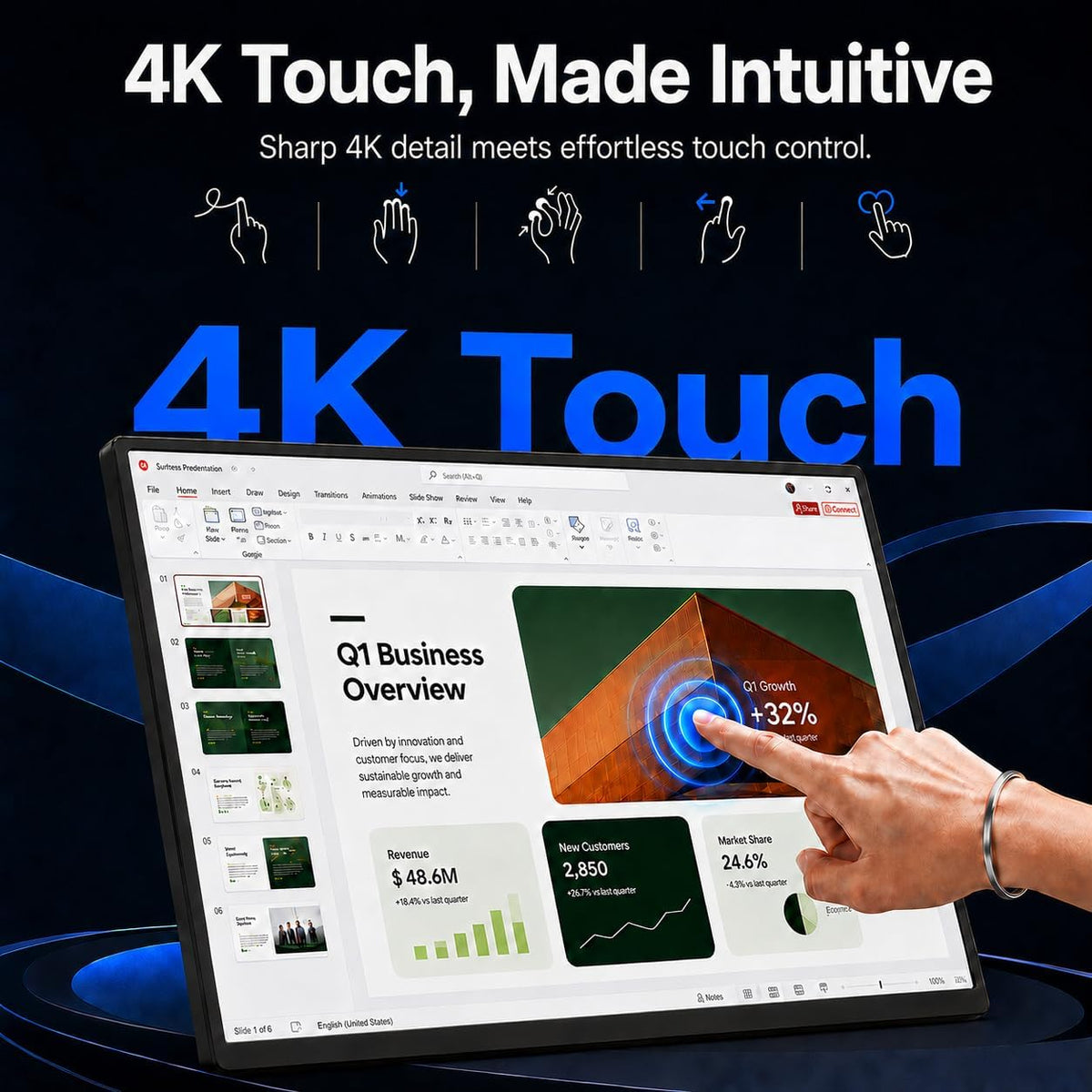 Monitor portátil 4K, monitor portátil UHD de 15,6 pulgadas 3840x2160