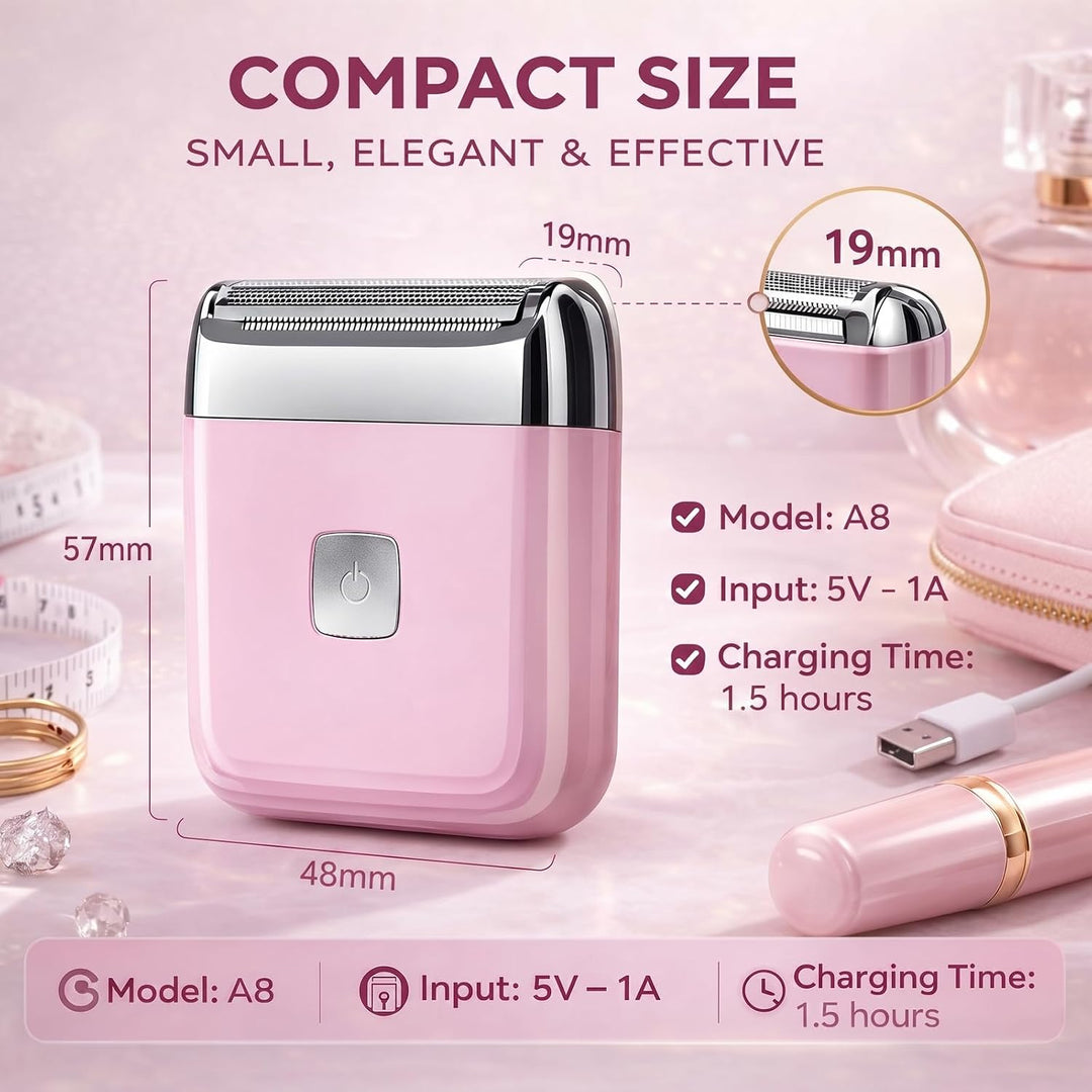 Mini afeitadora eléctrica para mujer, afeitadora recargable imperme...