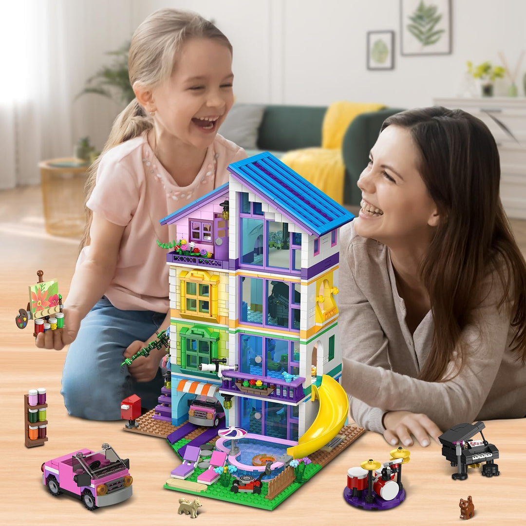 HOGOKIDS Juego de construcción de casa para niñas con luz