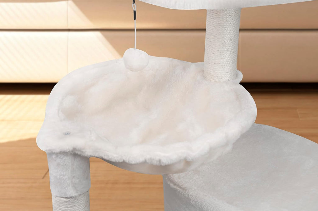 YUNIQUE Árbol para gatos de 39.4 pulgadas con condominio para gatos y hamaca grande, beige