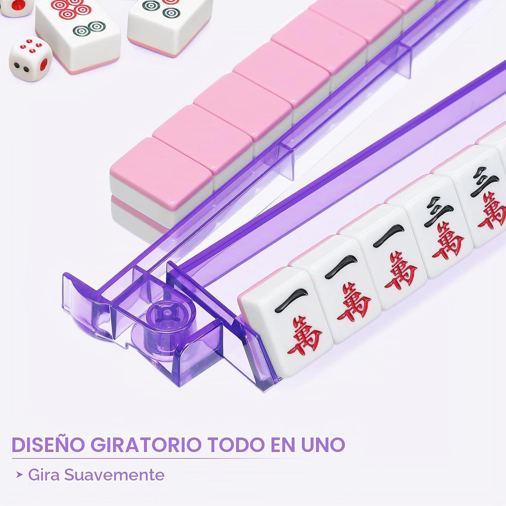 Soportes Premium Transparentes para Mahjong con Empujadores, Paquete de 4 Soportes Antideslizantes de Acrílico