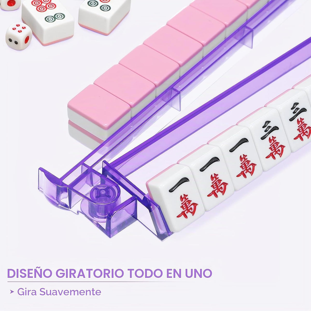 Soportes Premium Transparentes para Mahjong con Empujadores, Paquete de 4 Soportes Antideslizantes de Acrílico