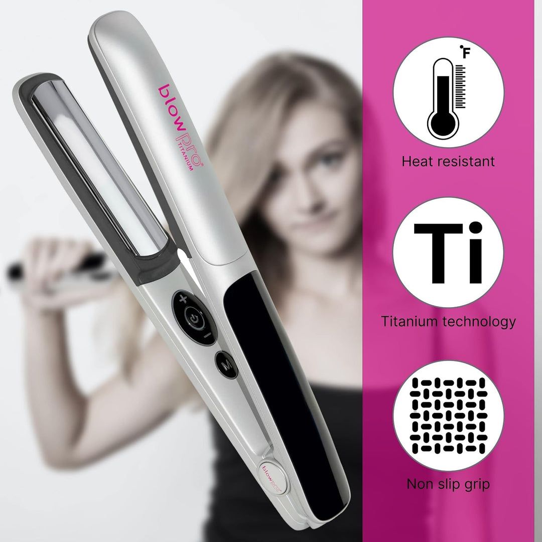 blowpro Plancha plana profesional de titanio, 1 pulgada, alisador d...