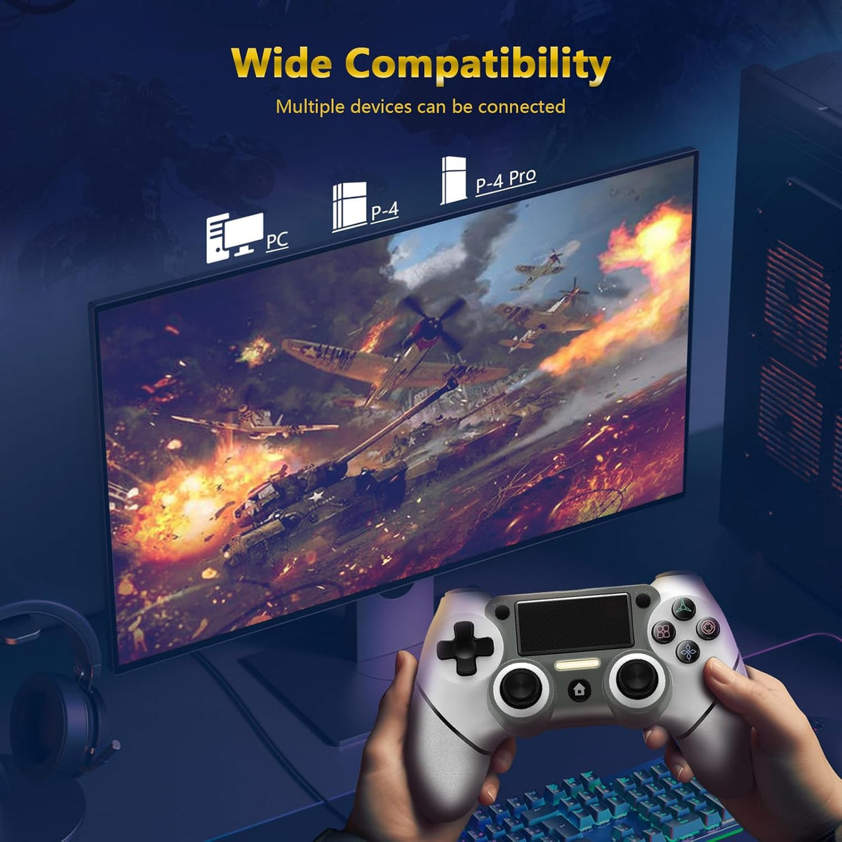 Wireless Controller Compatible with PS4\/Pro\/Slim, Black ps4 contr...