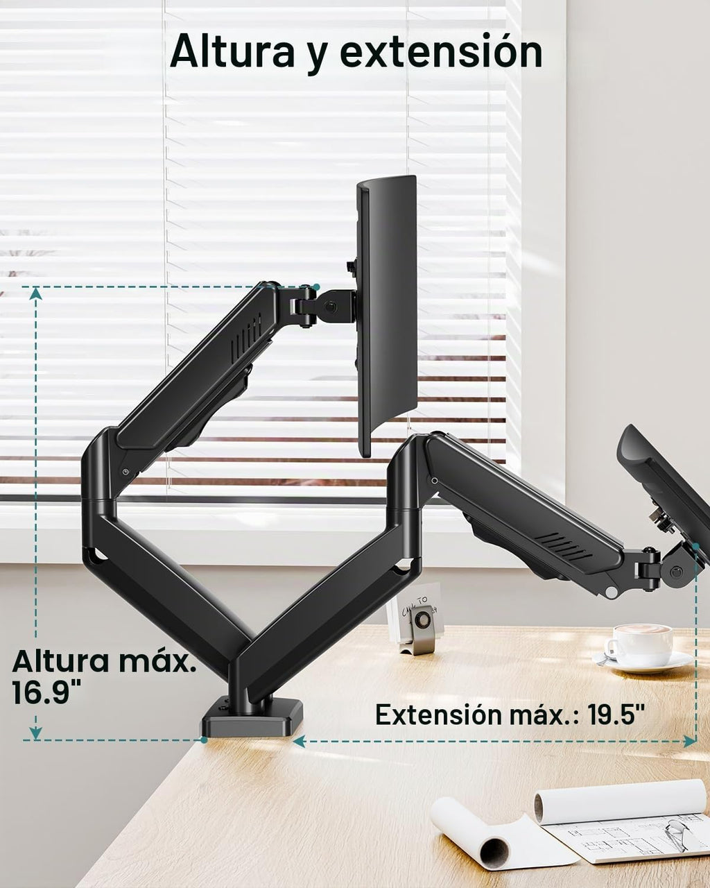 Soporte de escritorio con brazo de monitor doble para pantallas de máximo