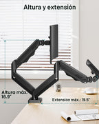 Soporte de escritorio con brazo de monitor doble para pantallas de máximo