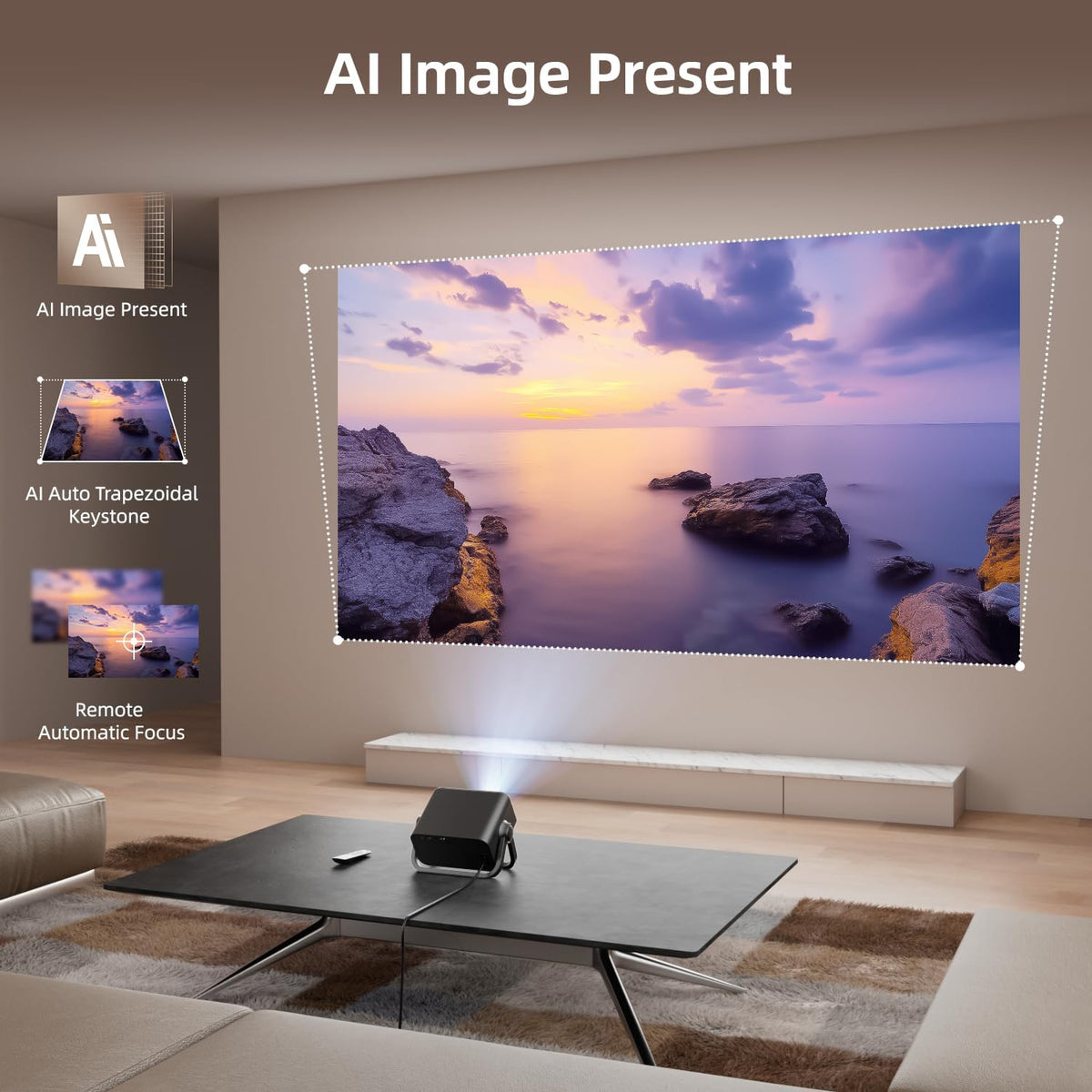 BKZ Proyector portátil con enfoque eléctrico Keystone automático de...