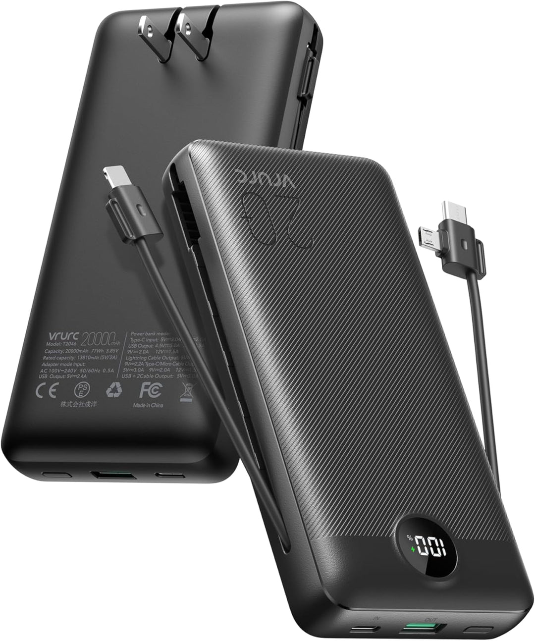 VRURC Cargador portátil de 20000mAh, banco de energía de carga rápi...