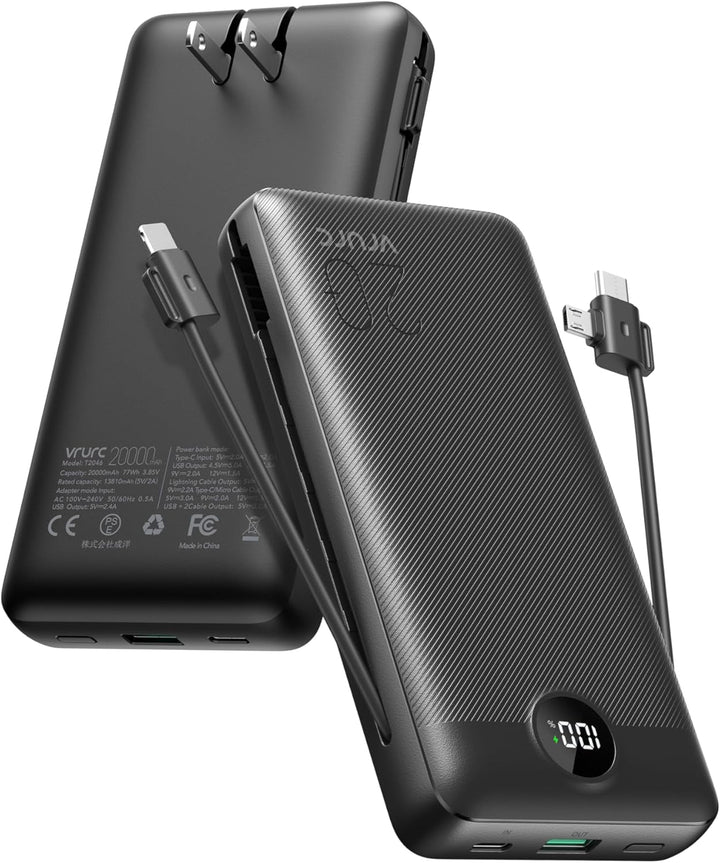 VRURC Cargador portátil de 20000mAh, banco de energía de carga rápi...