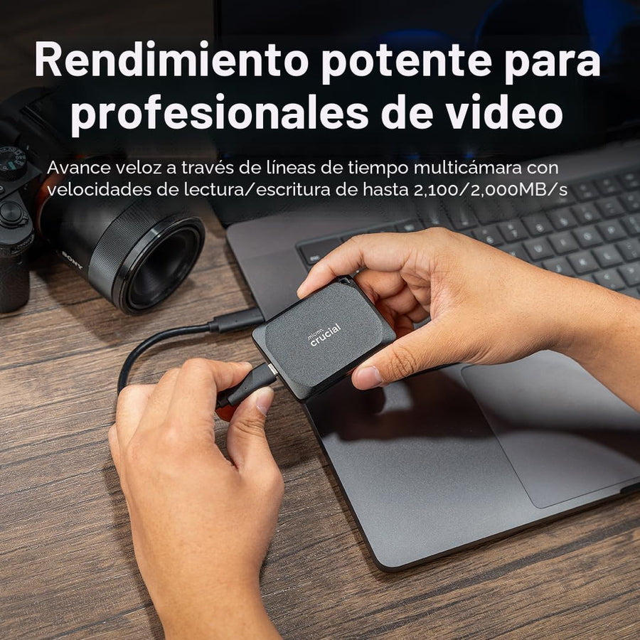 Crucial X10 Pro SSD portátil de 4 TB, lectura de hasta 2100 MB\/s,...