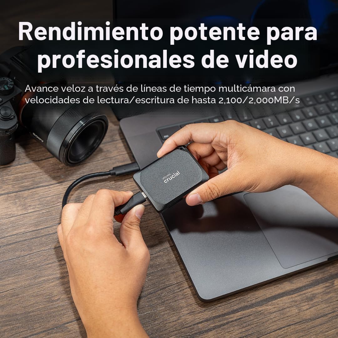 Crucial X10 Pro SSD portátil de 1 TB, lectura de hasta 2100 MB\/s,...