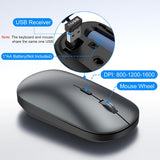 Combo de teclado y mouse inalámbricos, teclado silencioso ultra del...