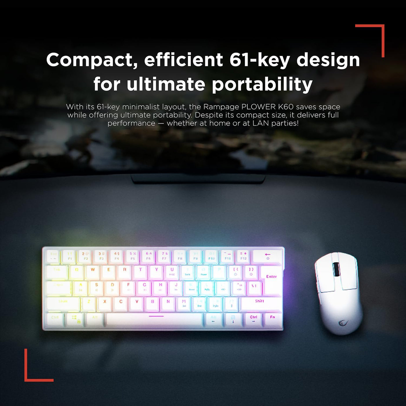 Rampage K60 Teclado mecánico para juegos \u2013 62 teclas, diseño c...