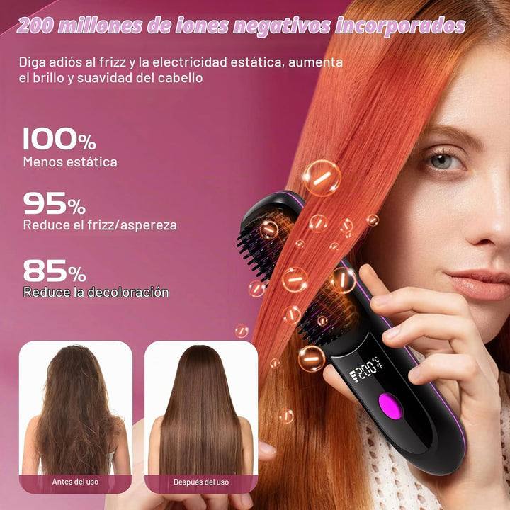 Unipampa Cepillo alisador de pelo inalámbrico, mini alisador de pel...