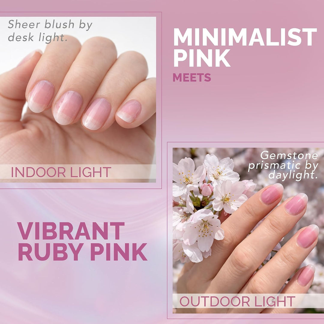 Perfect Formula Capa de gel rosa rubí, fortalecedor de uñas, tratam...