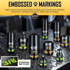 BOEN Pro 80 piezas 1/2" y 3/8" Drive Master Juego de llaves de impacto de 6 puntos métricos profundos y poco profundos (0.315-1.260 in), Cr-Mo, incluye llave de mango de 90 dientes de 1/2 pulgada para aplicaciones de alto par