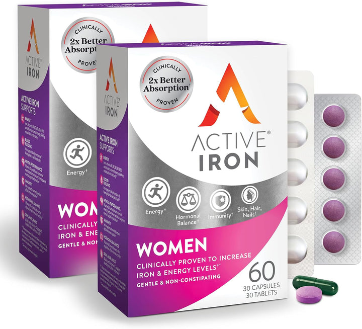 Suplemento de hierro activo de 25 mg + multivitamínico para mujeres...