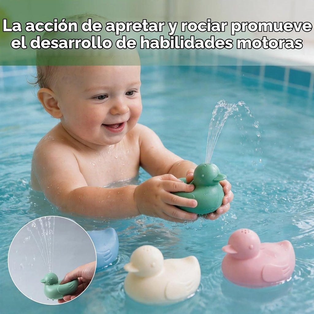 haakaa Dinky Splash Duck - Juguete de baño de silicona para bebé, desmontable y libre de moho, juguetes de silicona de grado alimenticio, juguetes de bañera para apretar, juguetes flotantes para tina para bebés de 6 meses