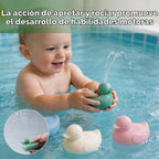 haakaa Dinky Splash Duck - Juguete de baño de silicona para bebé, desmontable y libre de moho, juguetes de silicona de grado alimenticio, juguetes de bañera para apretar, juguetes flotantes para tina para bebés de 6 meses