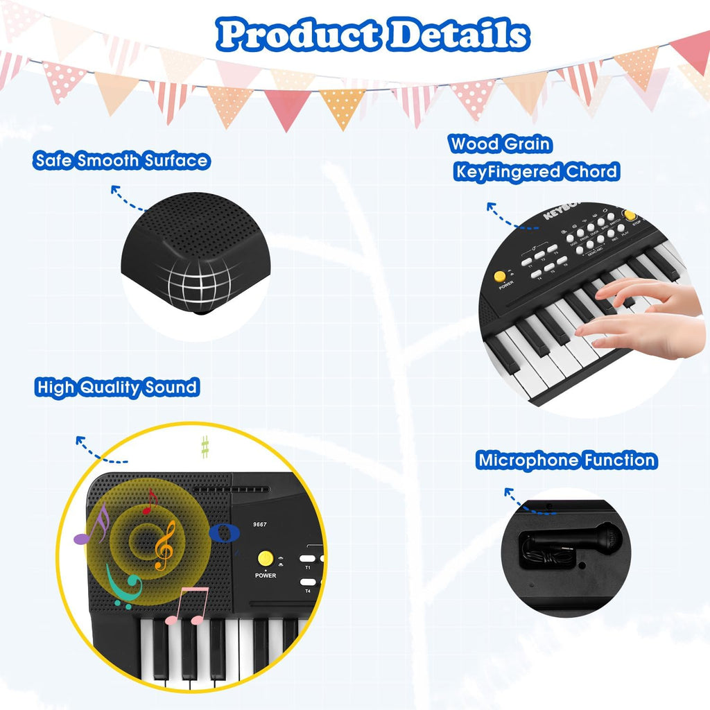 37 teclas para niños pequeños, teclado de piano eléctrico, pianos con micrófono