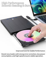 ASHDOL Unidad externa de CD DVD 9 en 1, lector de discos USB 3.0 y...