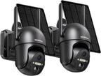 SEHMUA Paquete de 2 cámaras solares de seguridad inalámbricas para exteriores