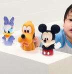 Mickey y amigos juego de 6 piezas de juguetes de baño con pulverizador. Juguetes de baño para bebés y niños pequeños, incluye cubo organizador con drenaje para guardar tus juguetes de agua para el