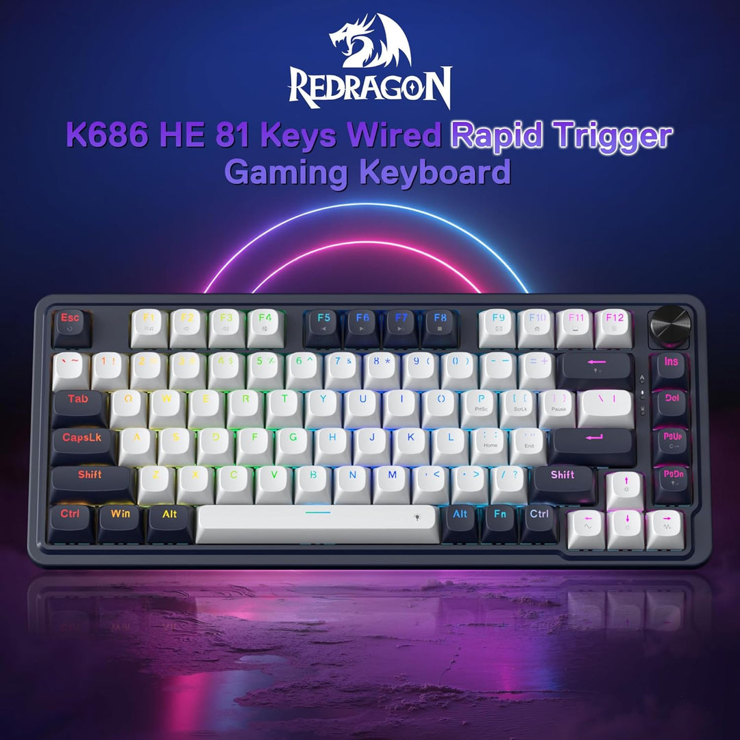 Redragon K673 HE Rapid Trigger - Teclado para juegos con 81 teclas,...