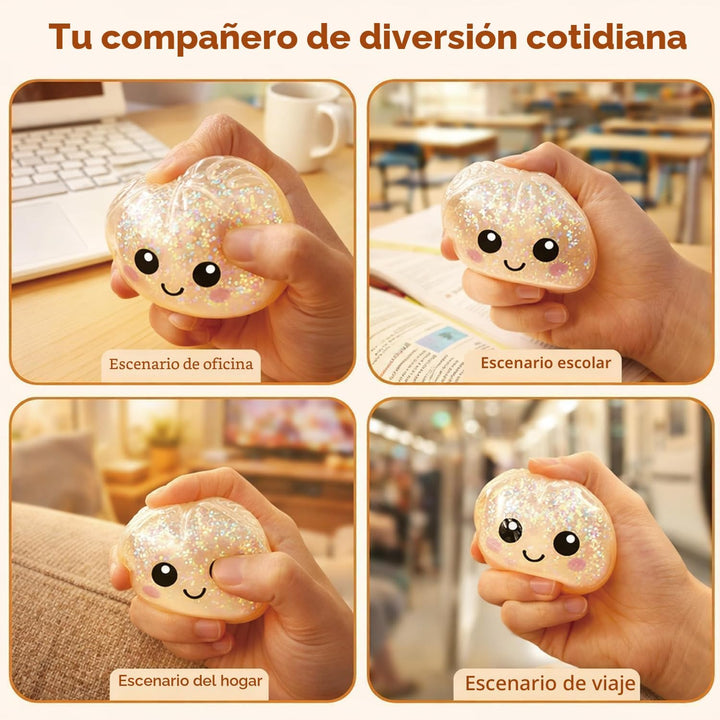 Caja blanda de bola de masa con purpurina, lindo juguete esponjoso...