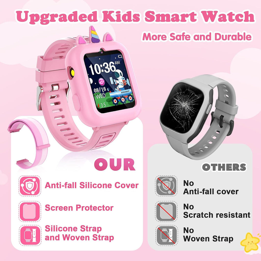 Smart Watch para Kids Girls Gift Age 3-12 con 39 Games Alarm Clock Camera