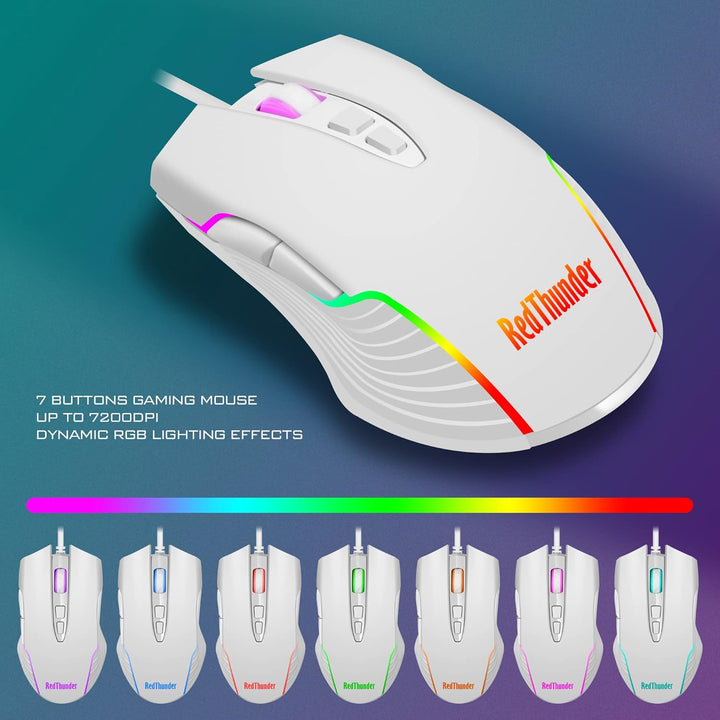 RedThunder K10 Combo de Teclado y Mouse para Juegos con Cable y Rep...