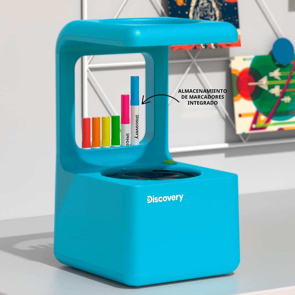 Discovery™ Doodle Projector Light Art Station – Incluye 6 marcadores de borrado en seco, 10 discos de dibujo reutilizables, proyecta dibujos en paredes y techos | Kit de arte y manualidades para niños