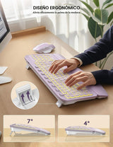 SABLUTE Combo de teclado y mouse inalámbricos, onda ergonómica con...