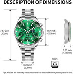 OLEVS Relojes para hombre, de cara grande, de acero inoxidable, resistente al agua, con fecha, analógicos, de cuarzo, modernos, de negocios, relojes de pulsera para hombre
