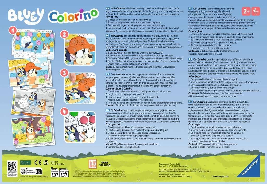 Ravensburger 22684 Bluey Colorino - Juego educativo de combinación de