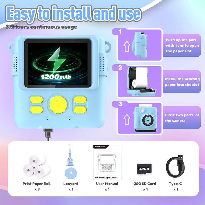 ESOXOFFORE Cámara de impresión instantánea para niños, regalos de c...