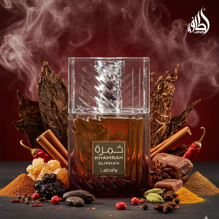 Lattafa Khamrah Dukhan para Unisex Eau de Parfum en Spray, 3.4 onza...