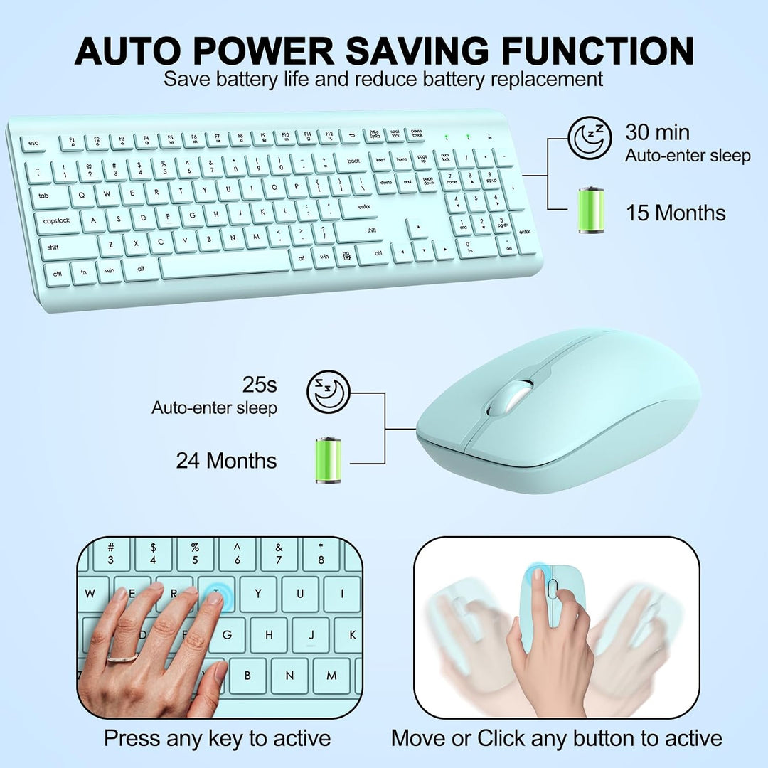 Combo de teclado y mouse inalámbricos, teclado ergonómico silencios...
