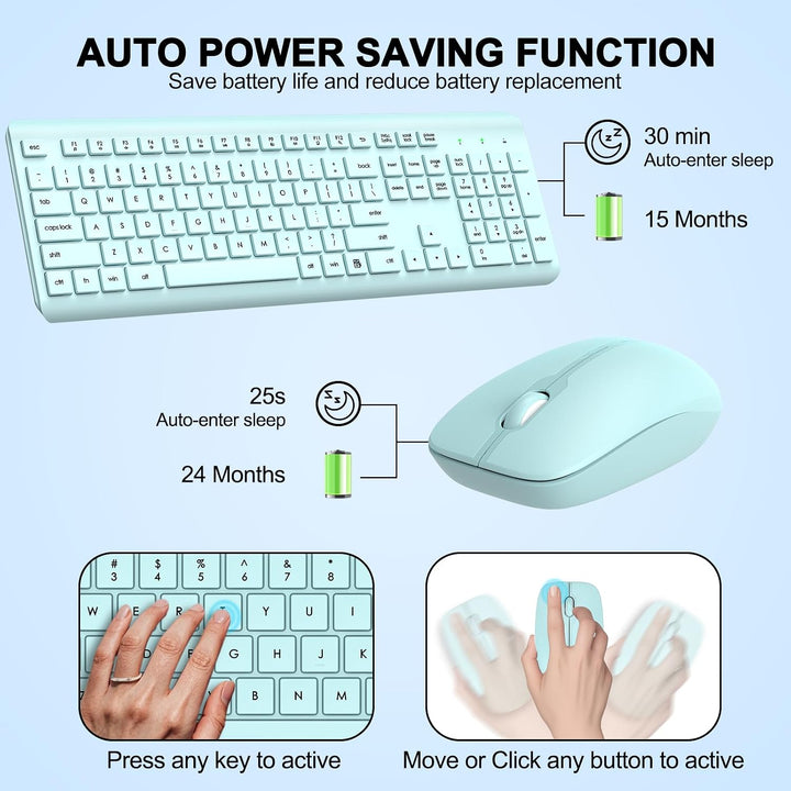 Combo de teclado y mouse inalámbricos, teclado ergonómico silencios...