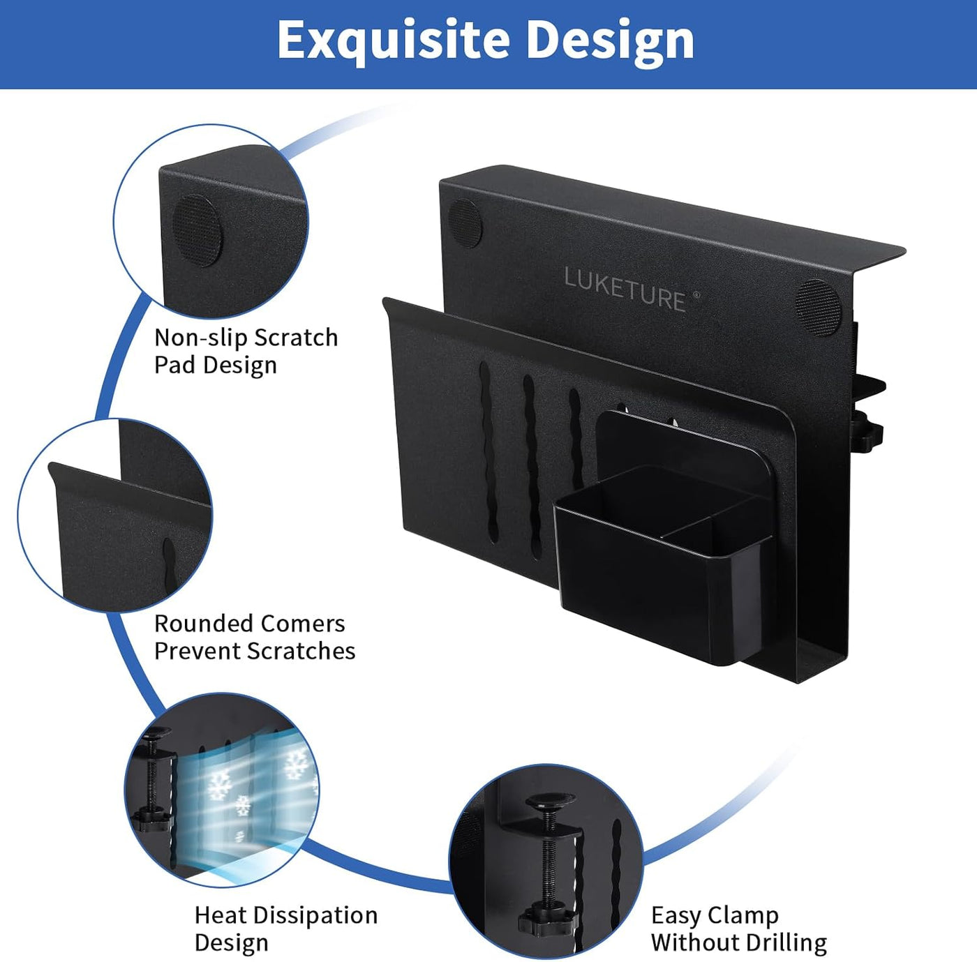 LUKETURE Soporte para laptop, almacenamiento lateral de escritorio...