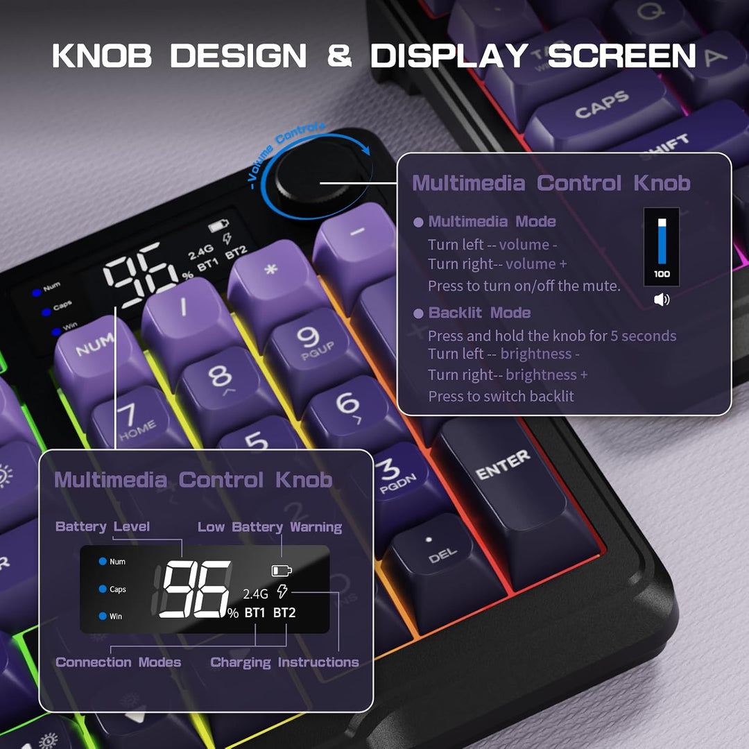 LexonElec M96 - Teclado inalámbrico, perfil bajo, membrana para esc...