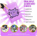 Carpeta de tarjetas de 4 bolsillos, soporte para tarjetas intercambiables para 400 tarjetas con 50 fundas extraíbles, tarjeta de colección portátil, libro de tarjetas de juego con cremallera para