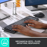 Logitech MX Teclado mecánico inalámbrico de rendimiento iluminado,...
