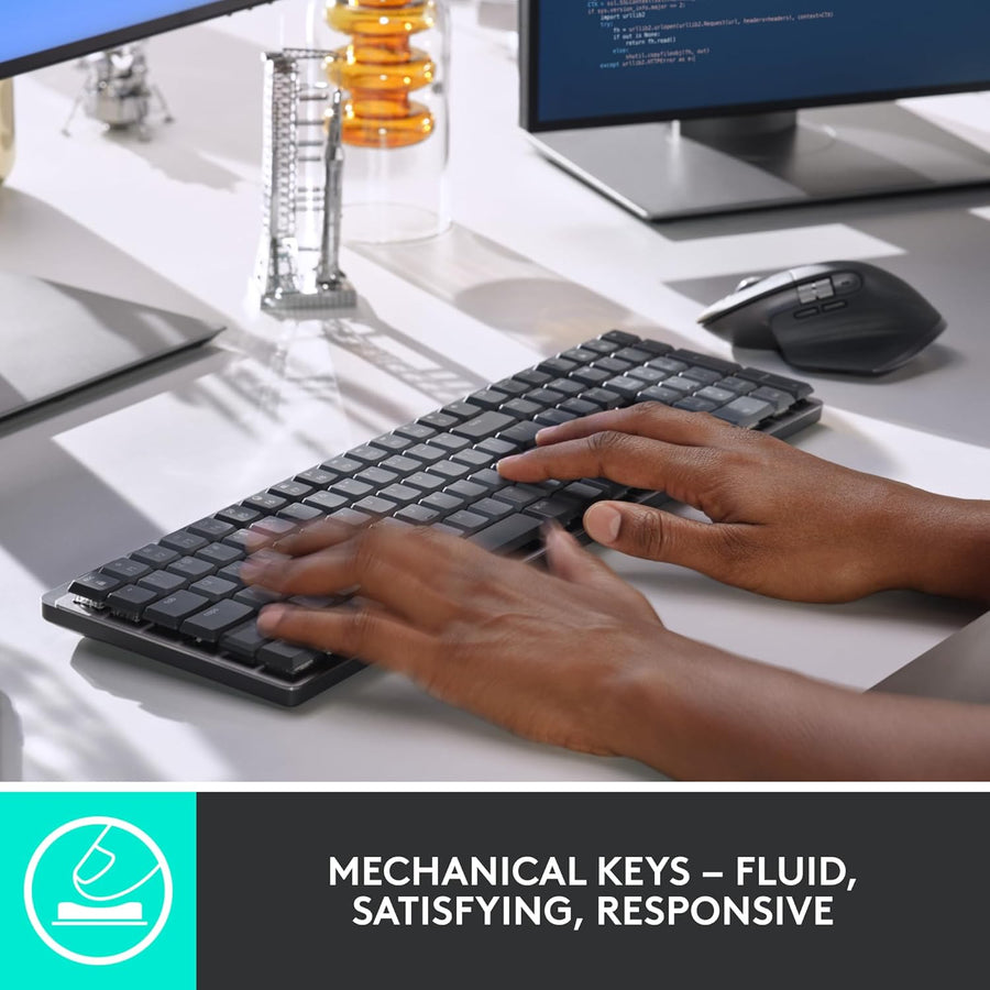 Logitech MX Teclado mecánico inalámbrico de rendimiento iluminado,...